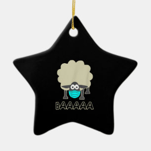 Funny Sheep With Face Mask   Sheeple Gift Ceramic Tree Decoration