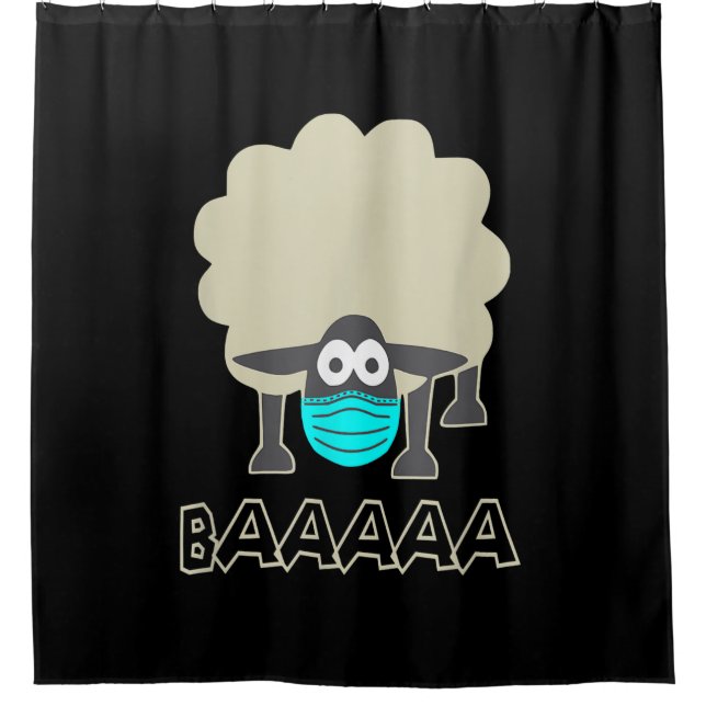 Funny Sheep With Face Mask | Sheeple Gift Shower Curtain (Front)