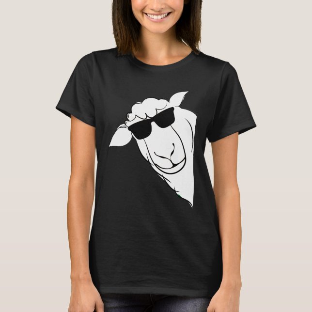 Funny Sheep with Sunglasses Farmer T-Shirt (Front)