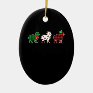 Funny Sheep Xmas Tree Lights   Red Plaid Gift Ceramic Tree Decoration