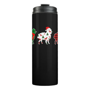 Funny Sheep Xmas Tree Lights   Red Plaid Gift Thermal Tumbler