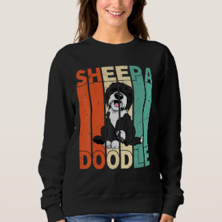 Funny Sheepadoodle Black Poodle Retro Doodle Sweatshirt