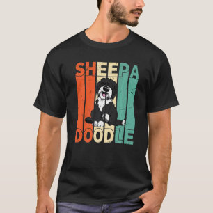 Funny Sheepadoodle Black Poodle Retro Doodle T-Shirt