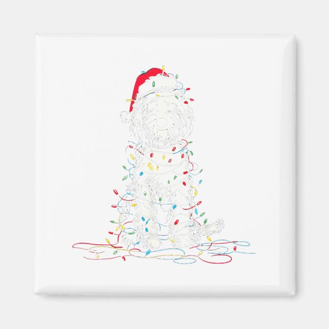 Funny Sheepadoodle Christmas Graphics Dog Lights L Magnet (Front)