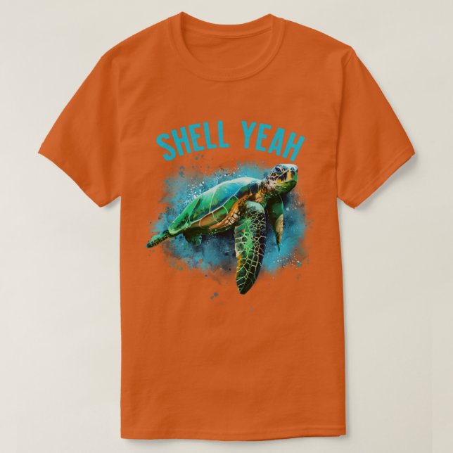 Funny Shell Yeah Vacation Beach Sea Turtle1 T-Shirt (Design Front)