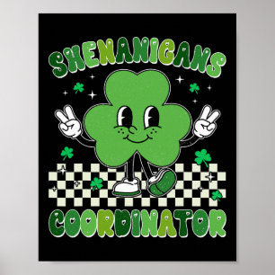 Funny Shenanigans Squad Teacher Retro St Patrick's Poster