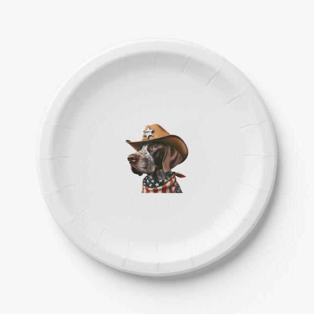 Funny Sheriff Dog Shirt German Pointer Dog Mum Wil Paper Plate (Front)