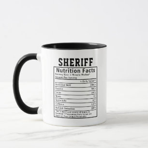 Funny Sheriff Nutrition Facts Officer Gift Mug