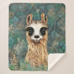 Funny Sherpa Blanket with Curious Llama