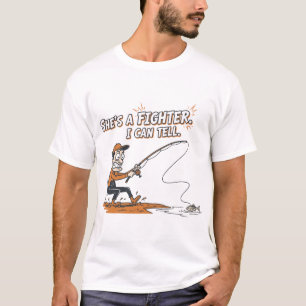 Funny Shes A Fighter Tiny Fish Fishing  T-Shirt