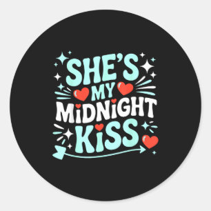 Funny She's My Midnight Kiss Valentine Matching Co Classic Round Sticker