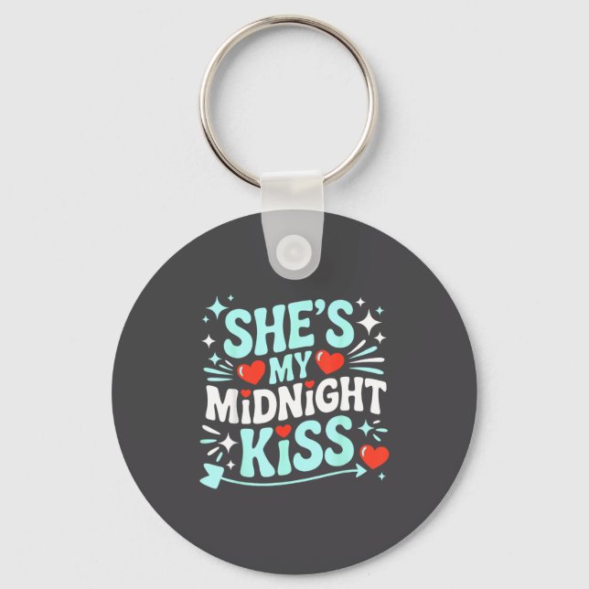 Funny She's My Midnight Kiss Valentine Matching Co Key Ring (Front)