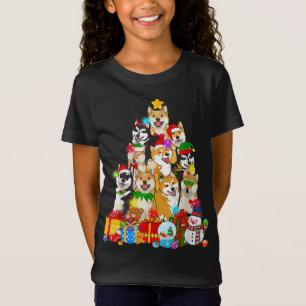 Funny Shiba Inu Christmas Tree Lights Puppy Dog Lo T-Shirt