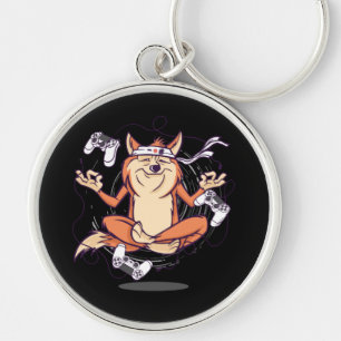 Funny Shiba Inu Dog Yoga Gamer Key Ring