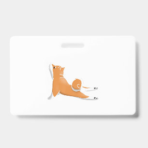 funny shiba inu dog yoga pose birthday gift ID badge