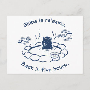 Funny Shiba Inu Onsen Hot Spring Postcard