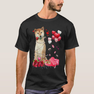 Funny Shiba Inu Rose Heart Happy Valentine Day Dog T-Shirt