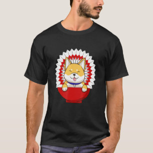 Funny Shiba Inu Uni Dog Red Bowl Tongue Out Cute S T-Shirt