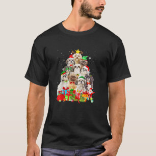 Funny Shih Tzu Christmas Tree Lights Dog Lover T-Shirt