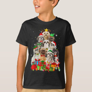 Funny Shih Tzu Christmas Tree Lights Puppy Dog Lov T-Shirt