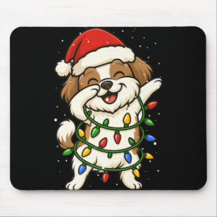 Funny Shih Tzu Dabbing Christmas Lights Xmas Mom D Mouse Pad