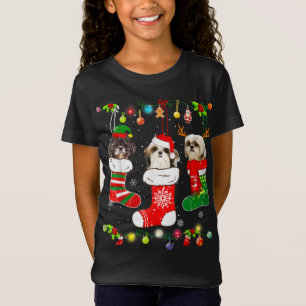 Funny Shih Tzu Dog Christmas Lights Puppy Dog Love T-Shirt