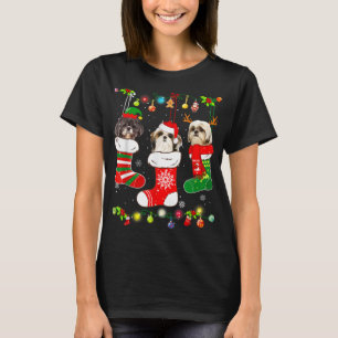 Funny Shih Tzu Dog Christmas Lights Puppy Dog Love T-Shirt