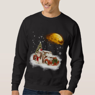 Funny Shih Tzu Dog Snow Red Truck Christmas Xmas T Sweatshirt