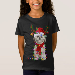 Funny Shih Tzu Dog Tree Christmas Lights Xmas Paja T-Shirt