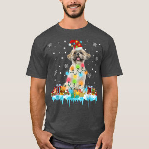 Funny Shih Tzu Dog Tree Christmas Lights Xmas Paja T-Shirt