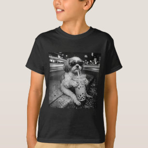 Funny shih tzu drinking iced coffee dog lovers T-Shirt