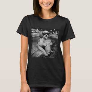 Funny shih tzu drinking iced coffee dog lovers T-Shirt