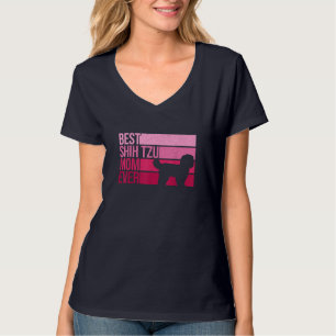 Funny Shih Tzu Mum Art For Women Girl Mother's Day T-Shirt