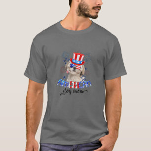 Funny Shih Tzu Wearing Sunglasses USA Flag 4Th Of T-Shirt