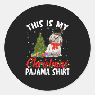 Funny Shih Tzu Xmas Pajama Gift Dog Dad Dog Mum . Classic Round Sticker