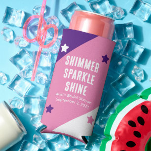 Funny "Shimmer Sparkle Shine" Wedding Favours Seltzer Can Cooler