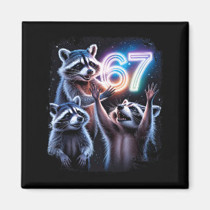 Funny Shirt 67 Meme Racoons Worshipping Moon Magnet