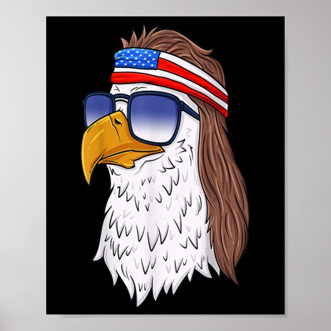 Funny Shirt American Bald Eagle Mullet 4th Of July Poster (Front)