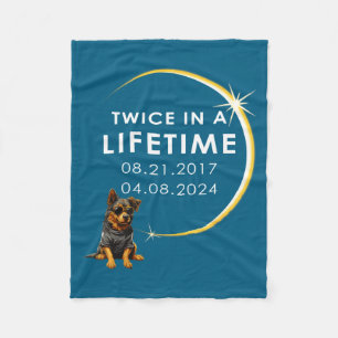 Funny Shirt Dog Total Solar Eclipse Twice Fleece Blanket