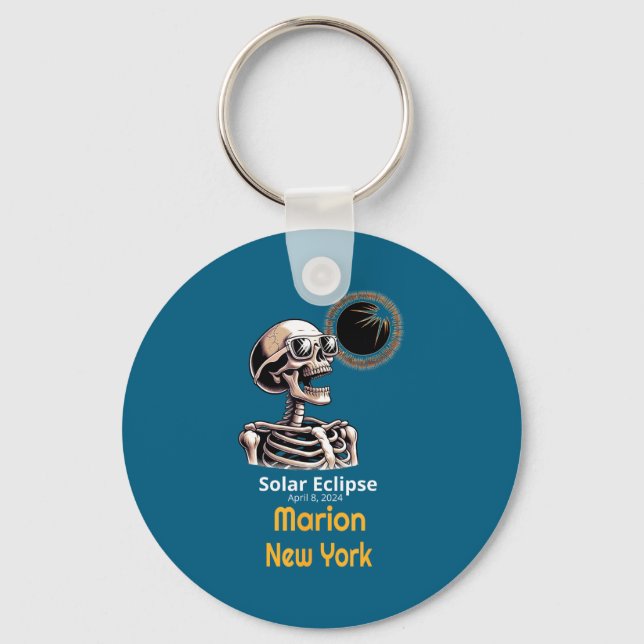 Funny Shirt Skeleton Solar Eclipse Marion York Key Ring (Front)
