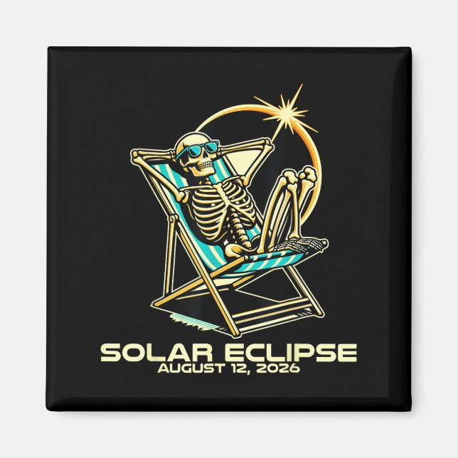 Funny Shirt Skeleton Total Solar Eclipse Magnet (Front)