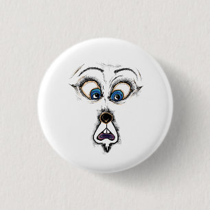 Funny Shocked Cartoon Face T-Shirt  3 Cm Round Badge