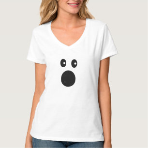 Funny Shocked Face Emoji Minimal Cartoon T-Shirt