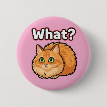 Funny Shocked Ginger Cat What? Meme Button