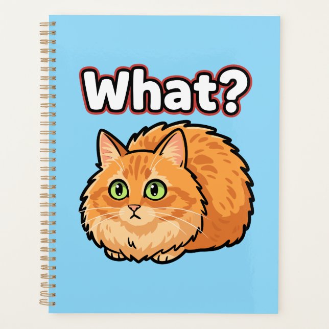 Funny Shocked Ginger Cat What? Meme Planner (Front)
