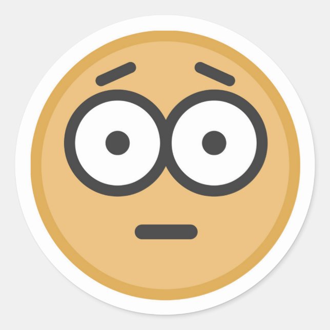 Funny Shocked Worried Emoji Face Classic Round Sticker (Front)