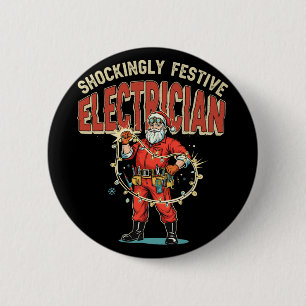 Funny Shockingly Festive Electrician Vintage Chris 6 Cm Round Badge