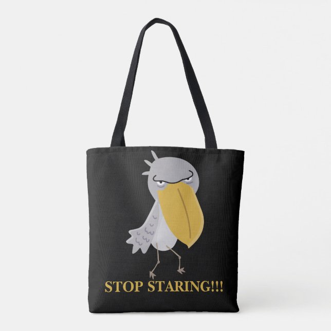 Funny Shoebill Stop Staring Tote Bag (Back)