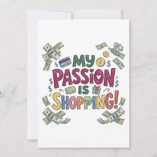 Funny Shopaholic Passion Holiday Card