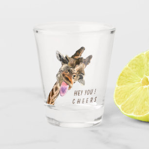 Funny Shot Glass with Playful Giraffe - Cheers 